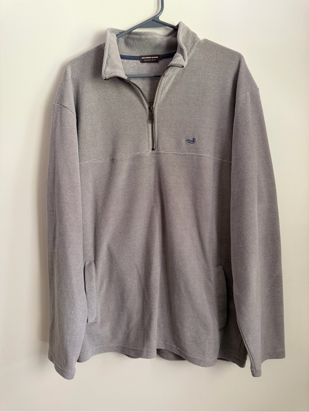 Southern Marsh Mens Large Gray Quarter Zip Pullover Fleece Performance Sweater
